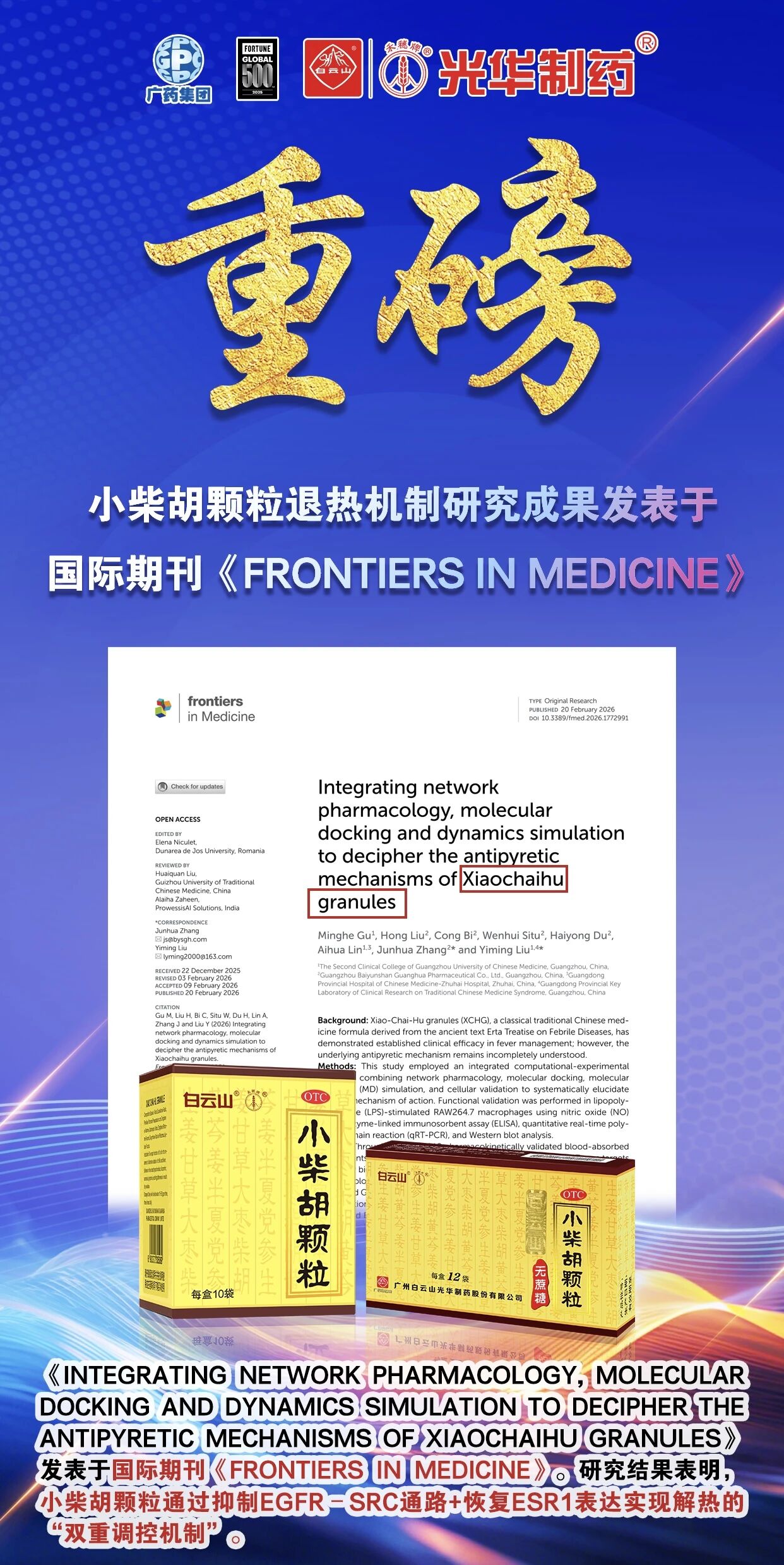 白云山BG大游集团官网小柴胡颗粒退热机制新突破！国际期刊实证：不止退烧，更调平衡